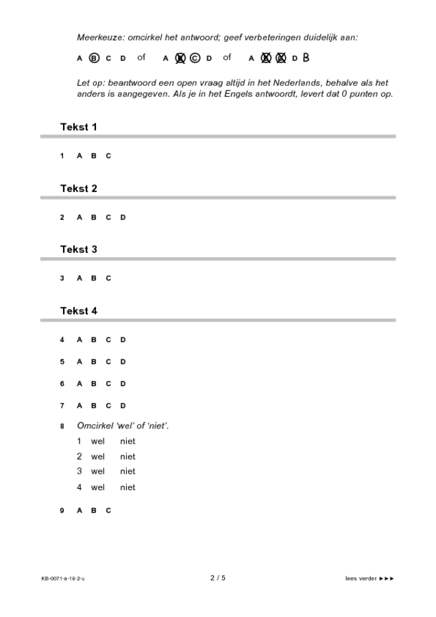 Uitwerkbijlage examen VMBO KB Engels 2016, tijdvak 2. Pagina 2