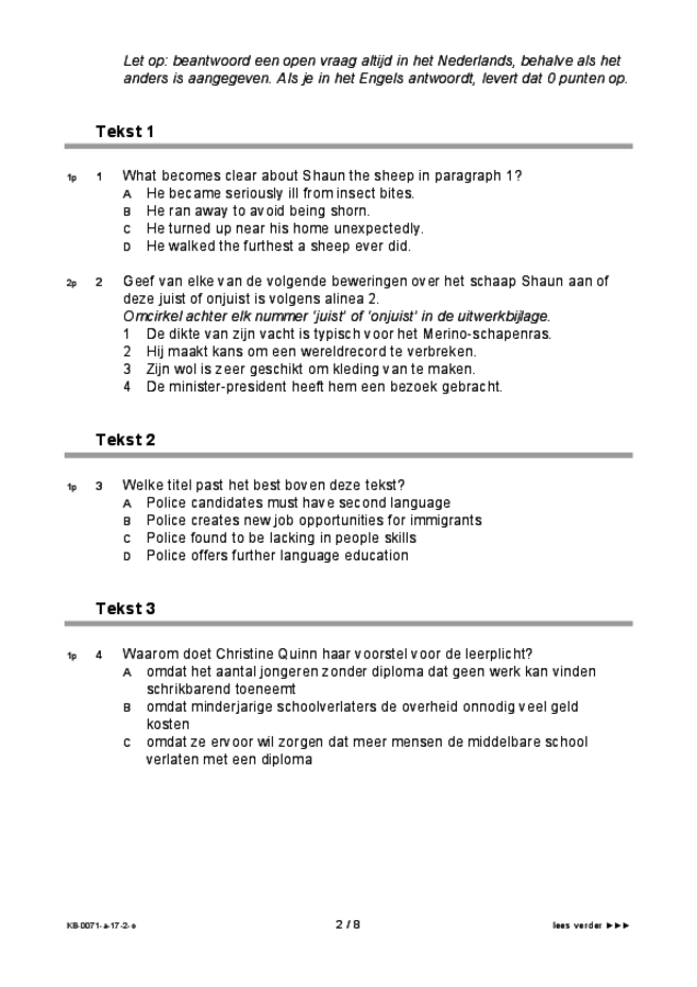 Opgaven examen VMBO KB Engels 2017, tijdvak 2. Pagina 2