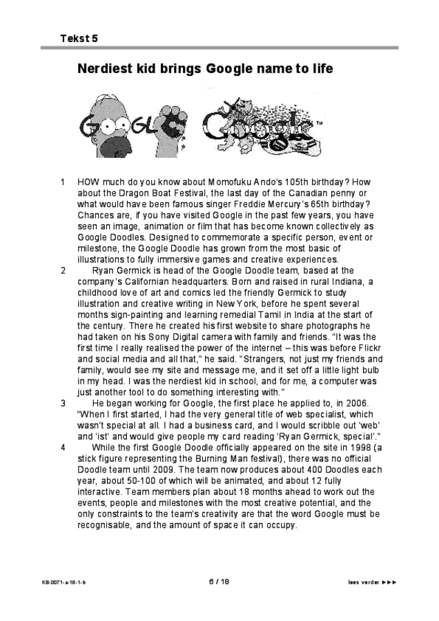 Bijlage examen VMBO KB Engels 2018, tijdvak 1. Pagina 6