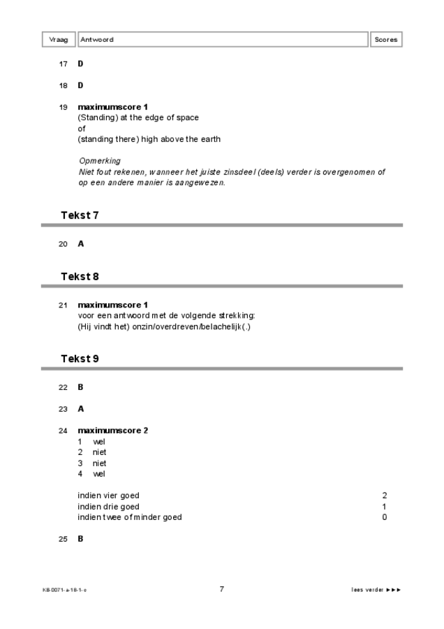 Correctievoorschrift examen VMBO KB Engels 2018, tijdvak 1. Pagina 7