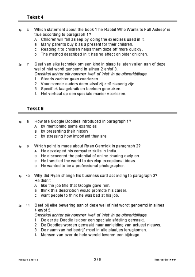 Opgaven examen VMBO KB Engels 2018, tijdvak 1. Pagina 3