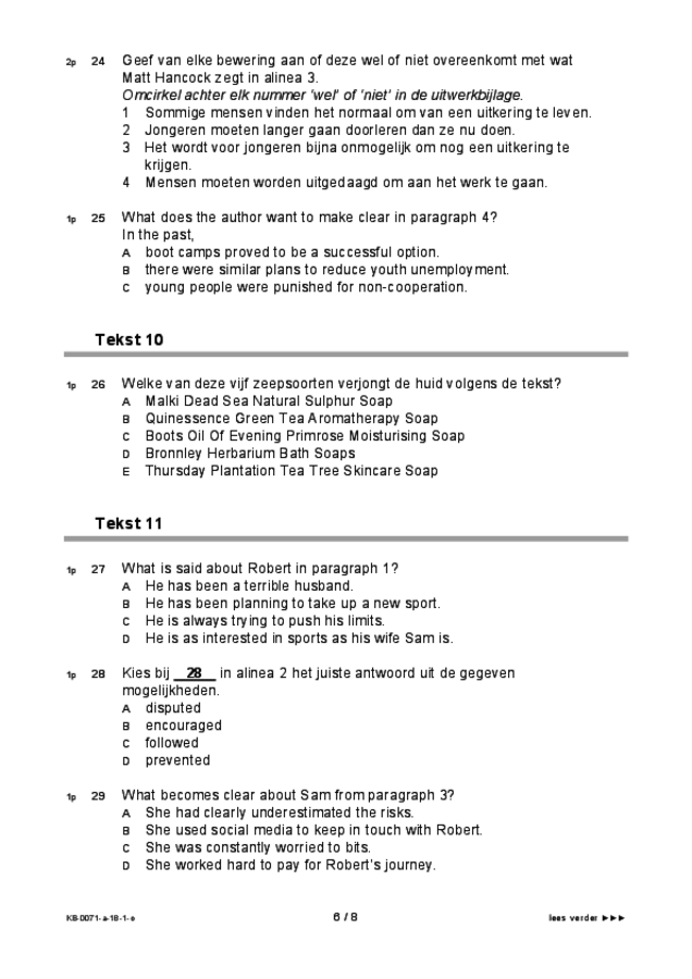 Opgaven examen VMBO KB Engels 2018, tijdvak 1. Pagina 6