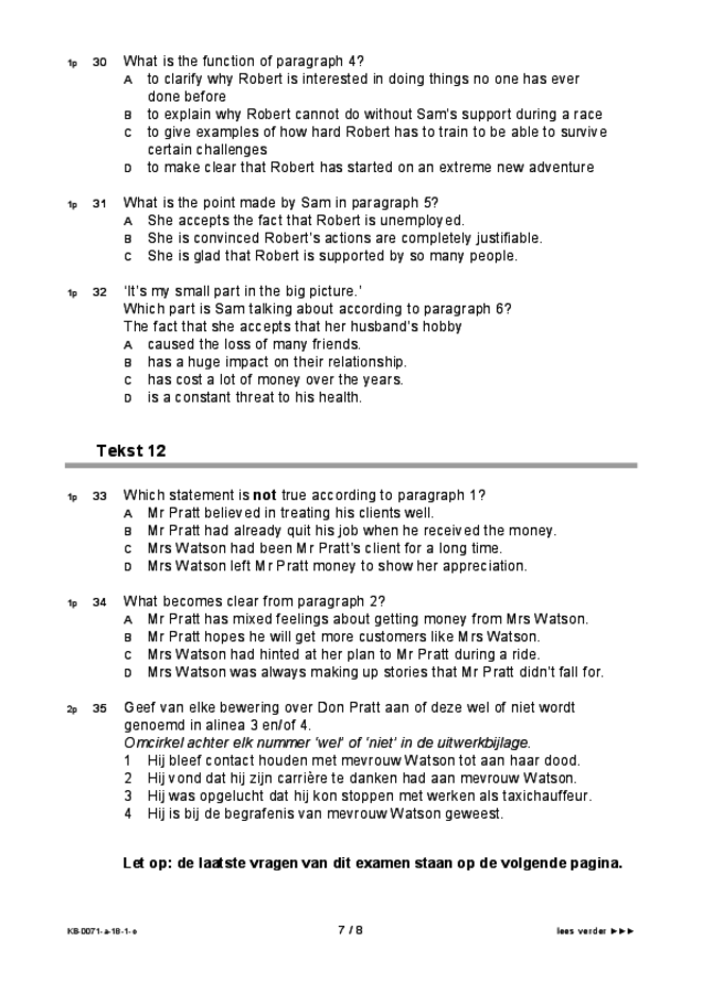 Opgaven examen VMBO KB Engels 2018, tijdvak 1. Pagina 7