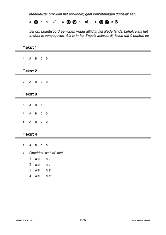 Uitwerkbijlage examen VMBO KB Engels 2018, tijdvak 1. Pagina 2