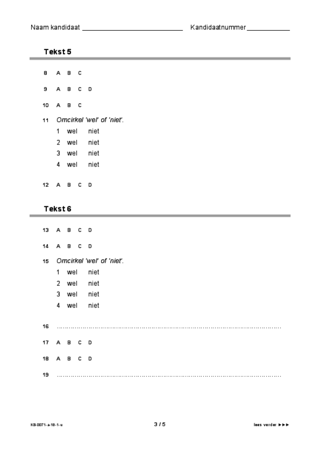 Uitwerkbijlage examen VMBO KB Engels 2018, tijdvak 1. Pagina 3