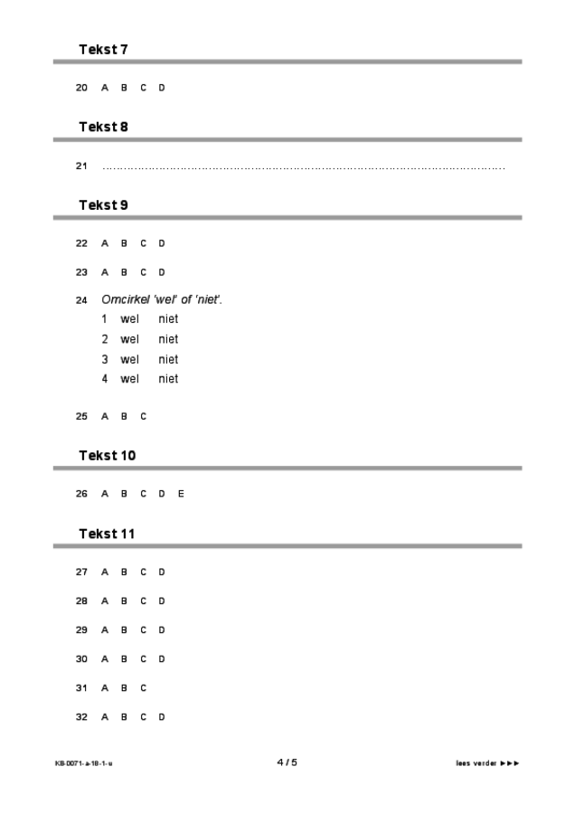 Uitwerkbijlage examen VMBO KB Engels 2018, tijdvak 1. Pagina 4