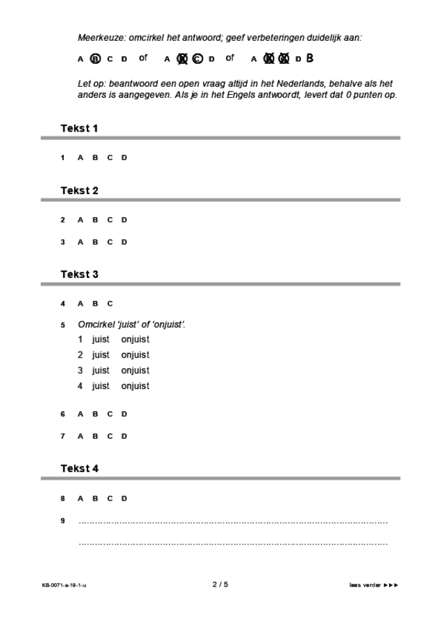 Uitwerkbijlage examen VMBO KB Engels 2019, tijdvak 1. Pagina 2