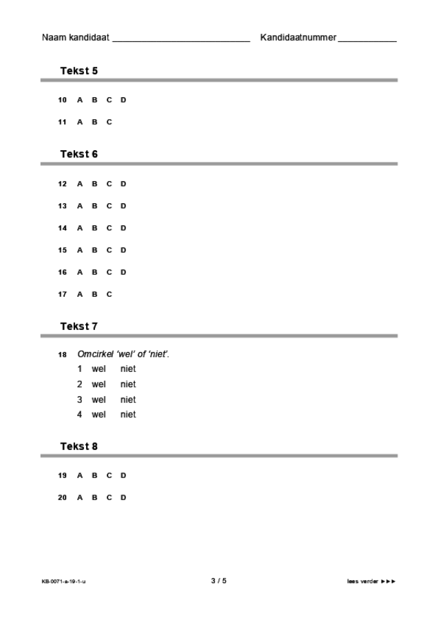 Uitwerkbijlage examen VMBO KB Engels 2019, tijdvak 1. Pagina 3