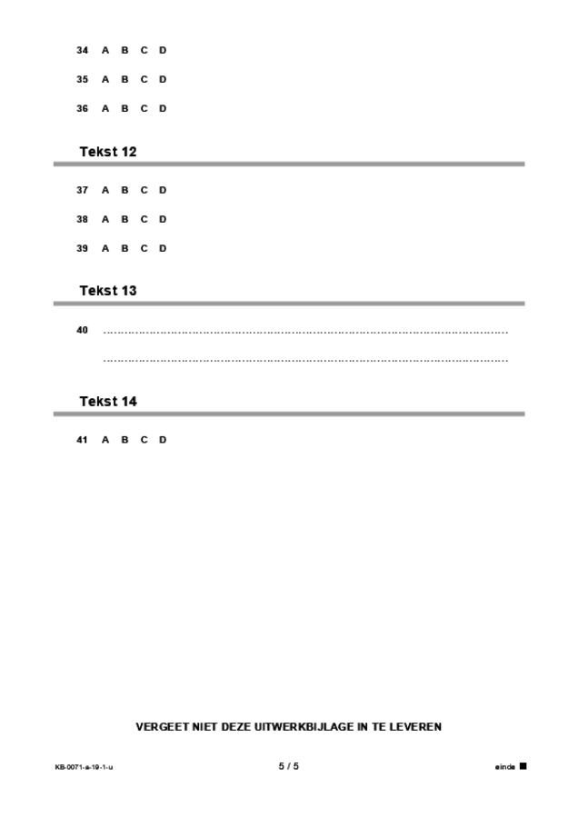 Uitwerkbijlage examen VMBO KB Engels 2019, tijdvak 1. Pagina 5