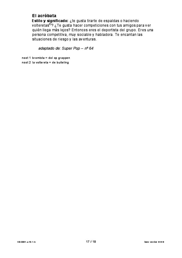 Bijlage examen VMBO KB Spaans 2018, tijdvak 1. Pagina 17
