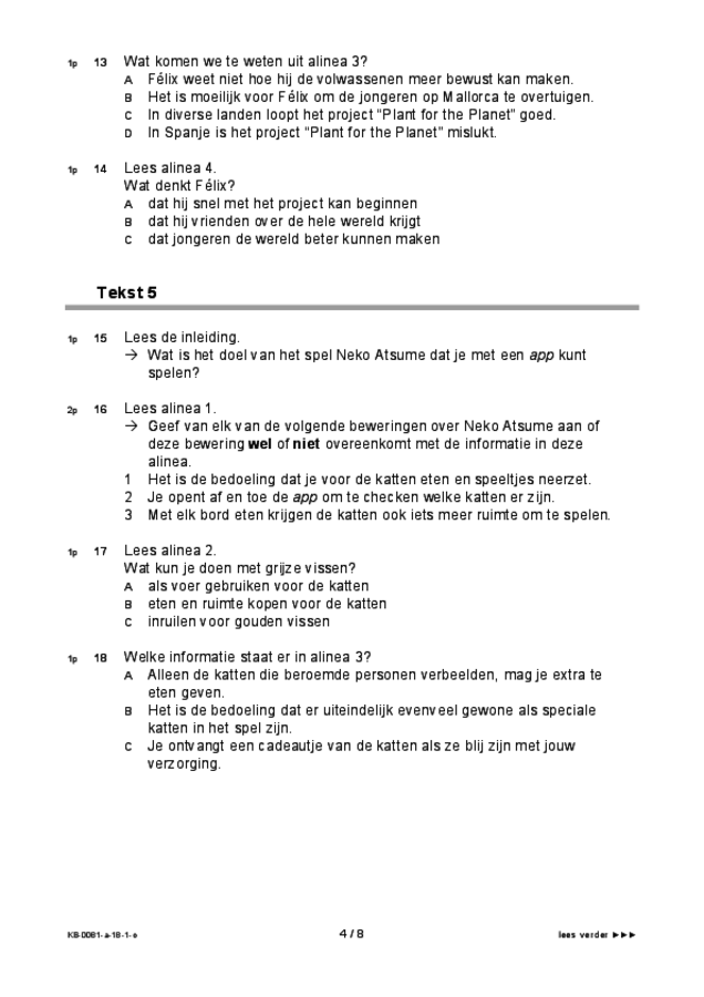 Opgaven examen VMBO KB Spaans 2018, tijdvak 1. Pagina 4