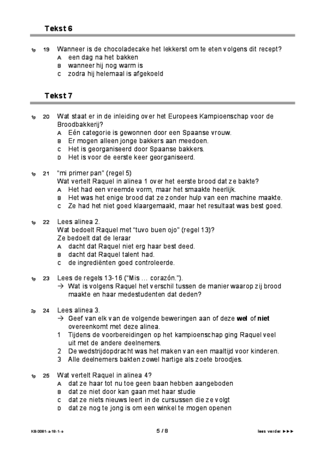 Opgaven examen VMBO KB Spaans 2018, tijdvak 1. Pagina 5