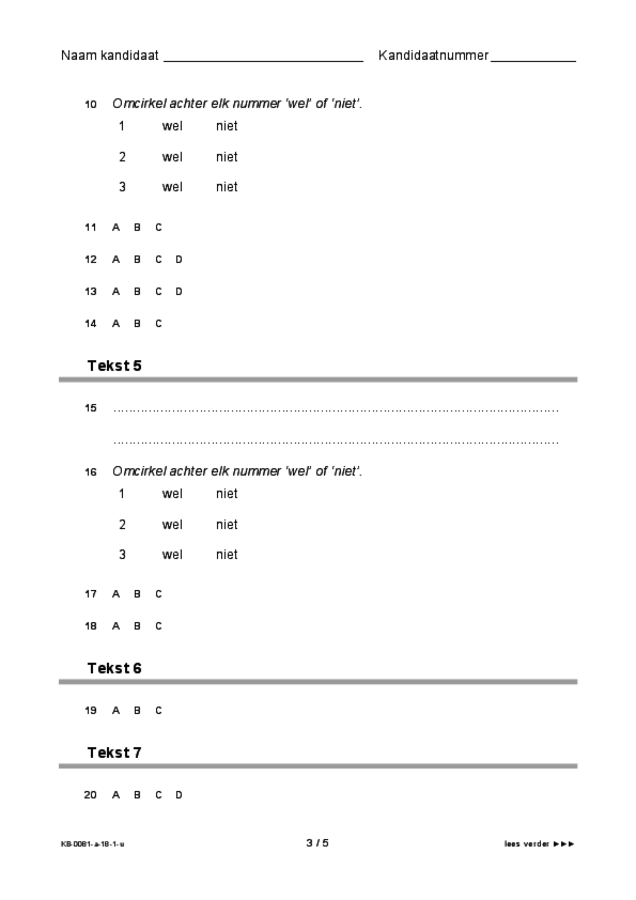 Uitwerkbijlage examen VMBO KB Spaans 2018, tijdvak 1. Pagina 3