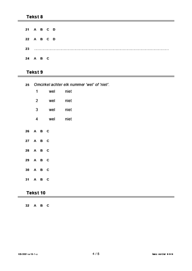Uitwerkbijlage examen VMBO KB Spaans 2019, tijdvak 1. Pagina 4