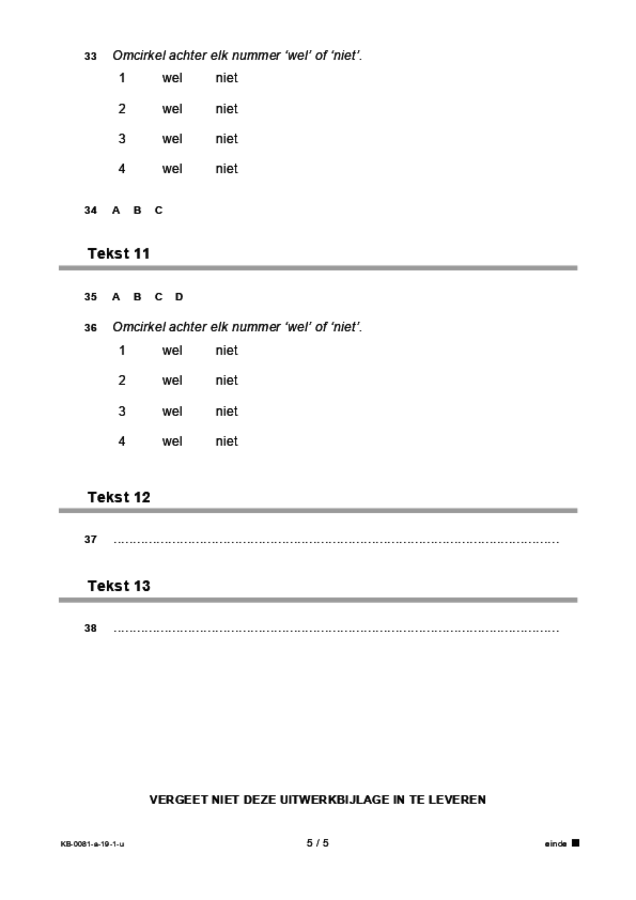 Uitwerkbijlage examen VMBO KB Spaans 2019, tijdvak 1. Pagina 5