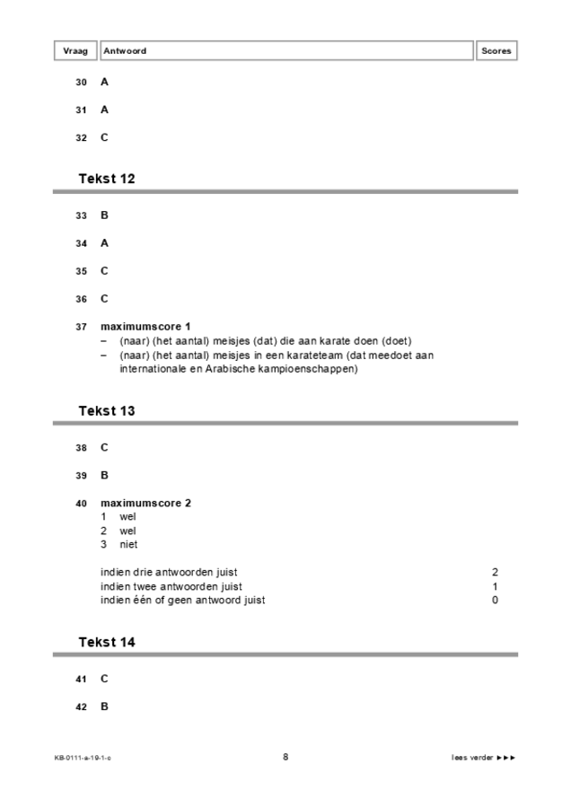 Correctievoorschrift examen VMBO KB Arabisch 2019, tijdvak 1. Pagina 8