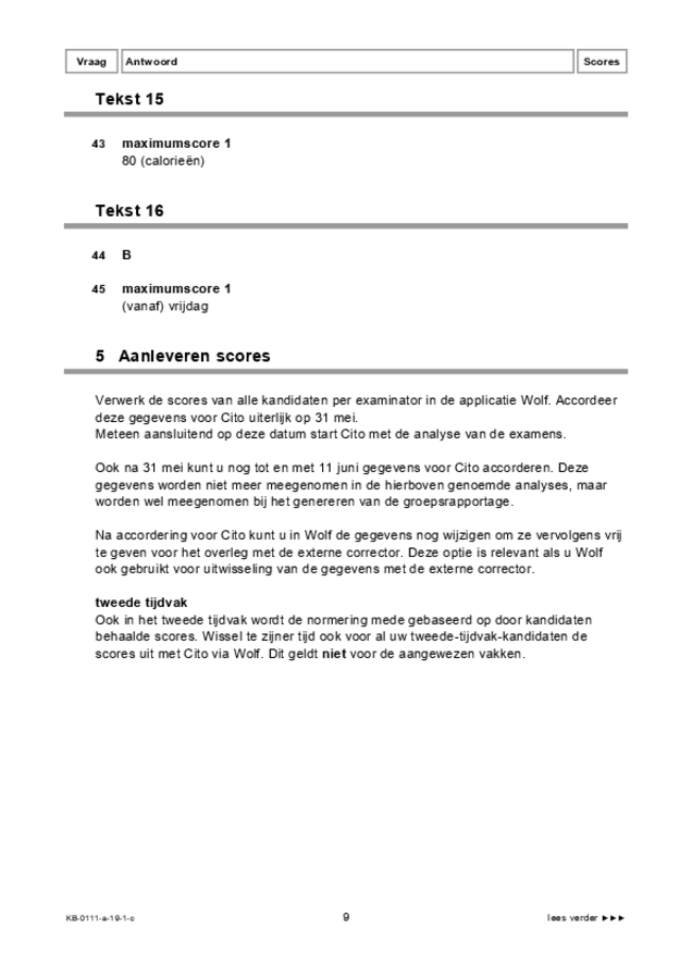 Correctievoorschrift examen VMBO KB Arabisch 2019, tijdvak 1. Pagina 9