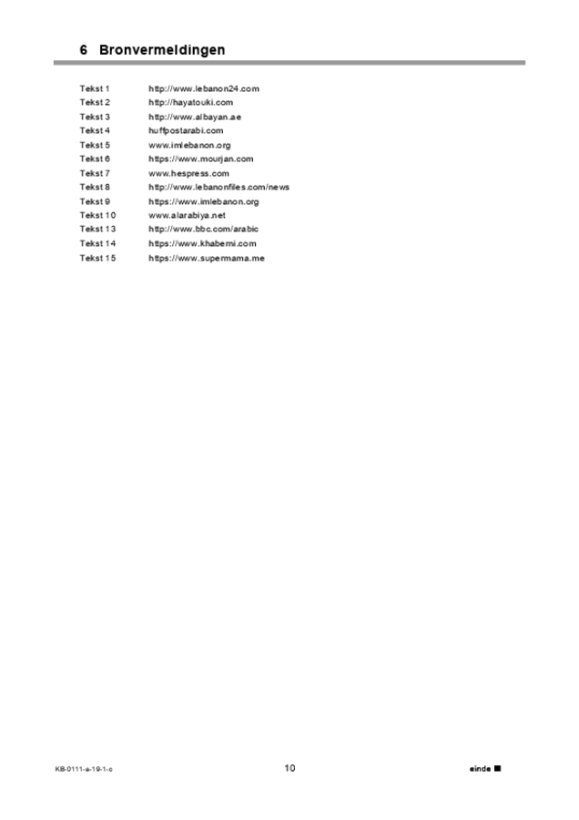 Correctievoorschrift examen VMBO KB Arabisch 2019, tijdvak 1. Pagina 10