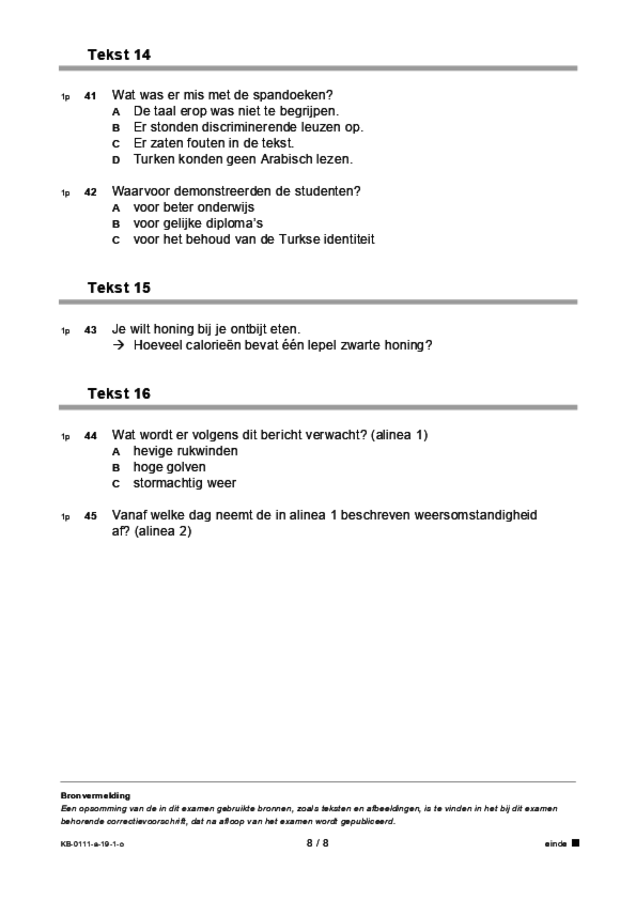 Opgaven examen VMBO KB Arabisch 2019, tijdvak 1. Pagina 8