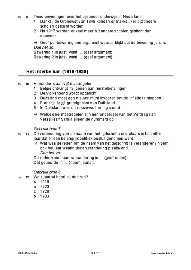 Opgaven examen VMBO KB geschiedenis 2018, tijdvak 1. Pagina 4