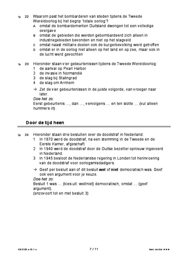 Opgaven examen VMBO KB geschiedenis 2018, tijdvak 1. Pagina 7