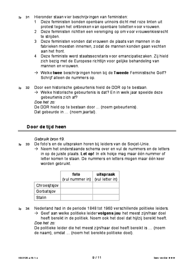 Opgaven examen VMBO KB geschiedenis 2018, tijdvak 1. Pagina 9