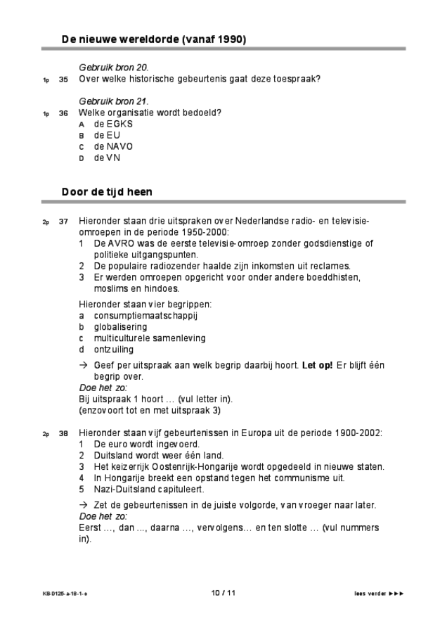 Opgaven examen VMBO KB geschiedenis 2018, tijdvak 1. Pagina 10