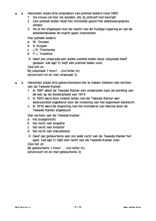 Opgaven examen VMBO KB geschiedenis 2019, tijdvak 1. Pagina 3