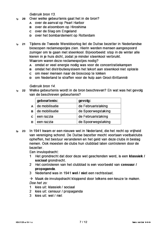 Opgaven examen VMBO KB geschiedenis 2019, tijdvak 1. Pagina 7