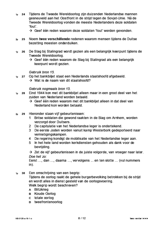 Opgaven examen VMBO KB geschiedenis 2019, tijdvak 1. Pagina 8