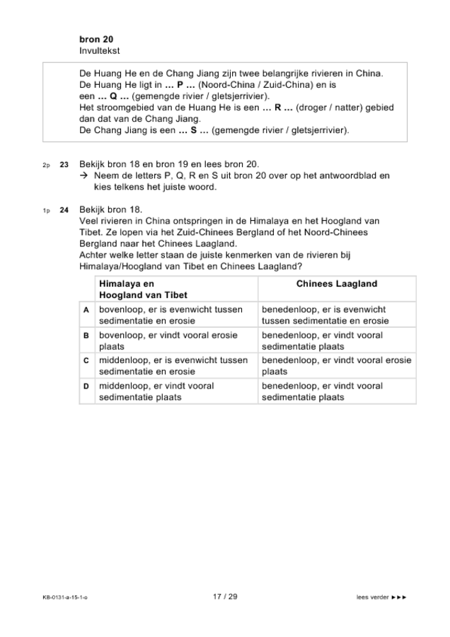 Opgaven examen VMBO KB aardrijkskunde 2015, tijdvak 1. Pagina 17