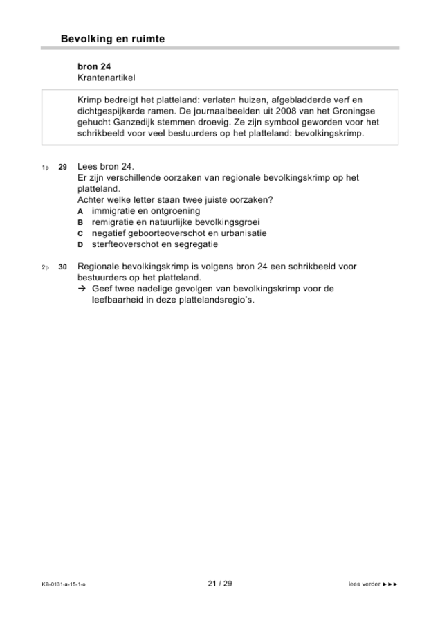 Opgaven examen VMBO KB aardrijkskunde 2015, tijdvak 1. Pagina 21