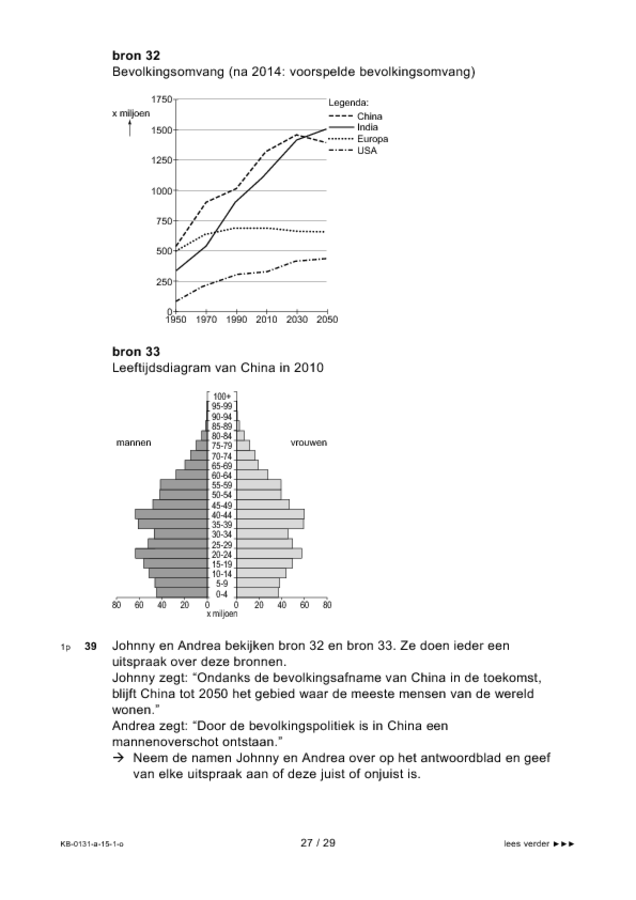 Opgaven examen VMBO KB aardrijkskunde 2015, tijdvak 1. Pagina 27
