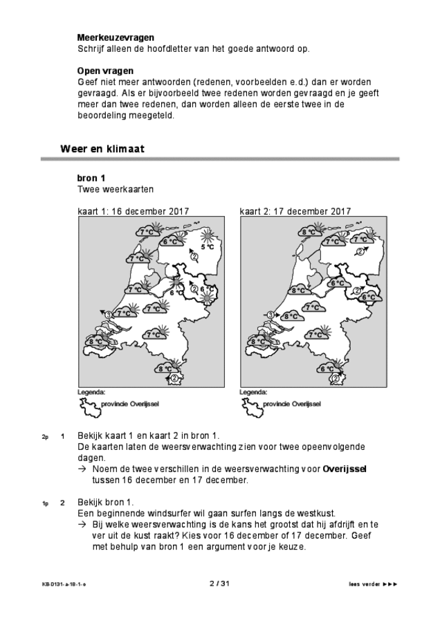Opgaven examen VMBO KB aardrijkskunde 2018, tijdvak 1. Pagina 2