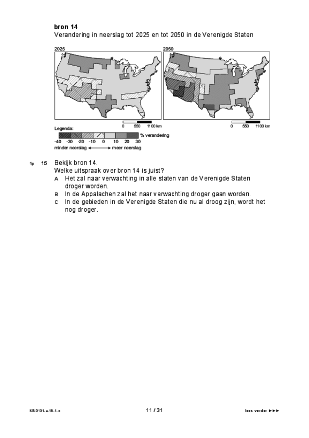 Opgaven examen VMBO KB aardrijkskunde 2018, tijdvak 1. Pagina 11