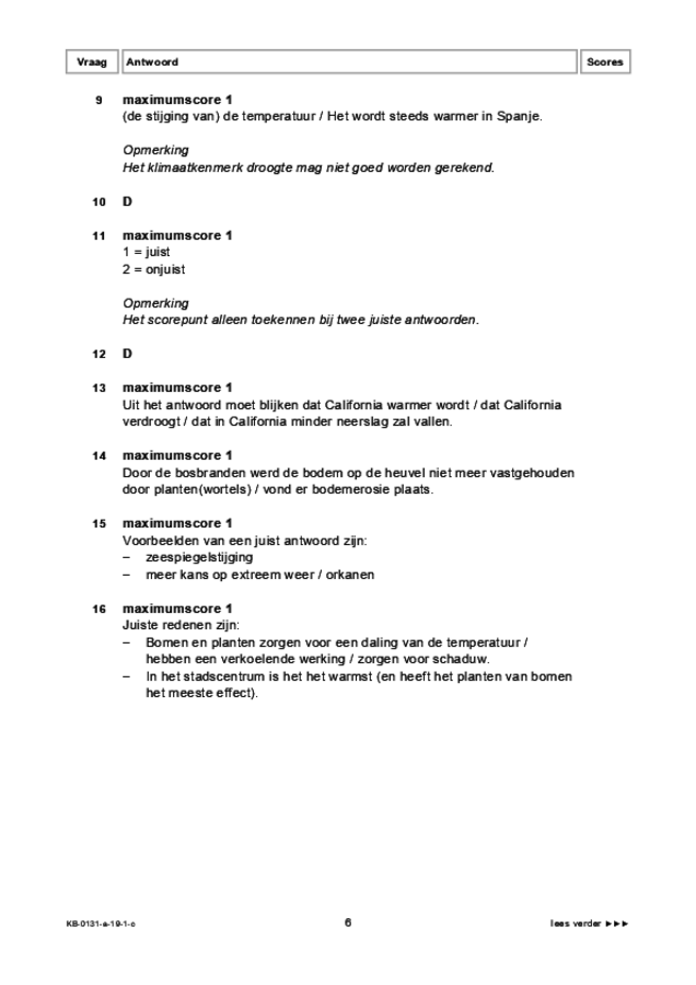 Correctievoorschrift examen VMBO KB aardrijkskunde 2019, tijdvak 1. Pagina 6