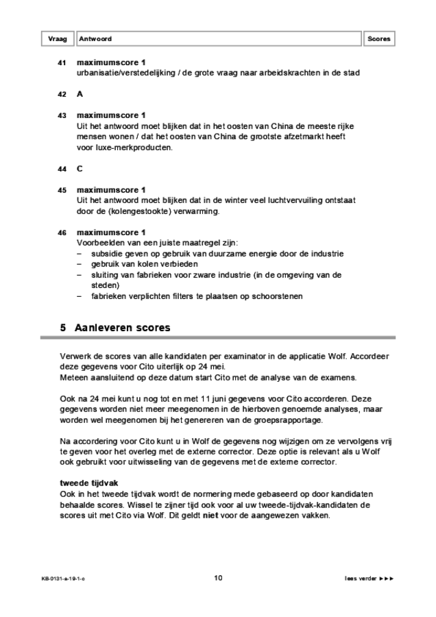 Correctievoorschrift examen VMBO KB aardrijkskunde 2019, tijdvak 1. Pagina 10