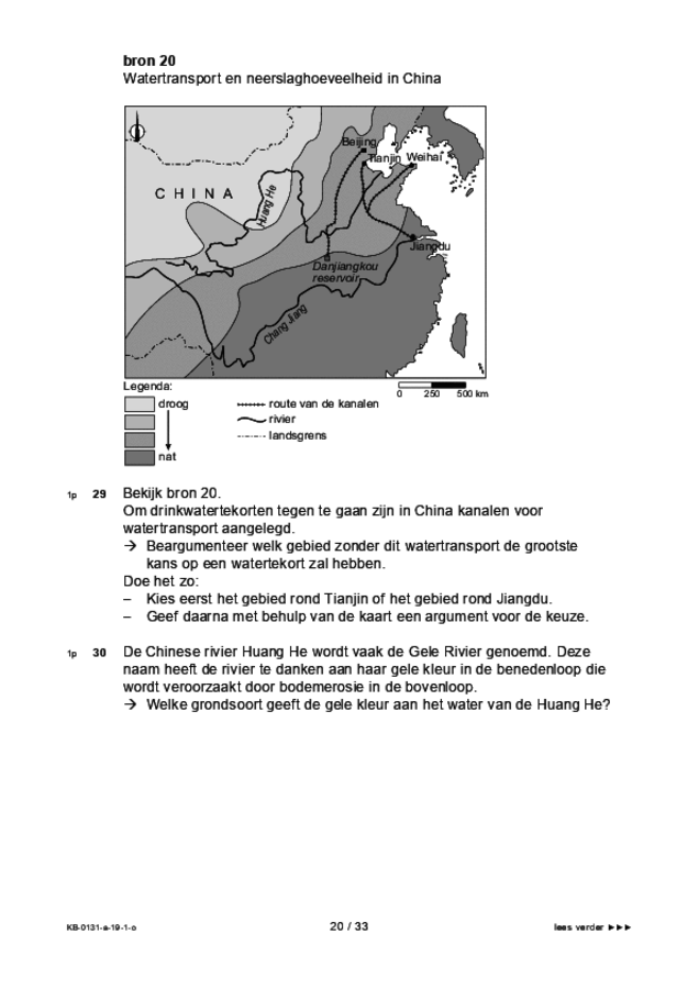 Opgaven examen VMBO KB aardrijkskunde 2019, tijdvak 1. Pagina 20