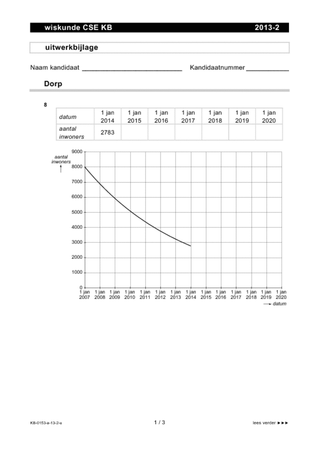 Uitwerkbijlage examen VMBO KB wiskunde 2013, tijdvak 2. Pagina 1