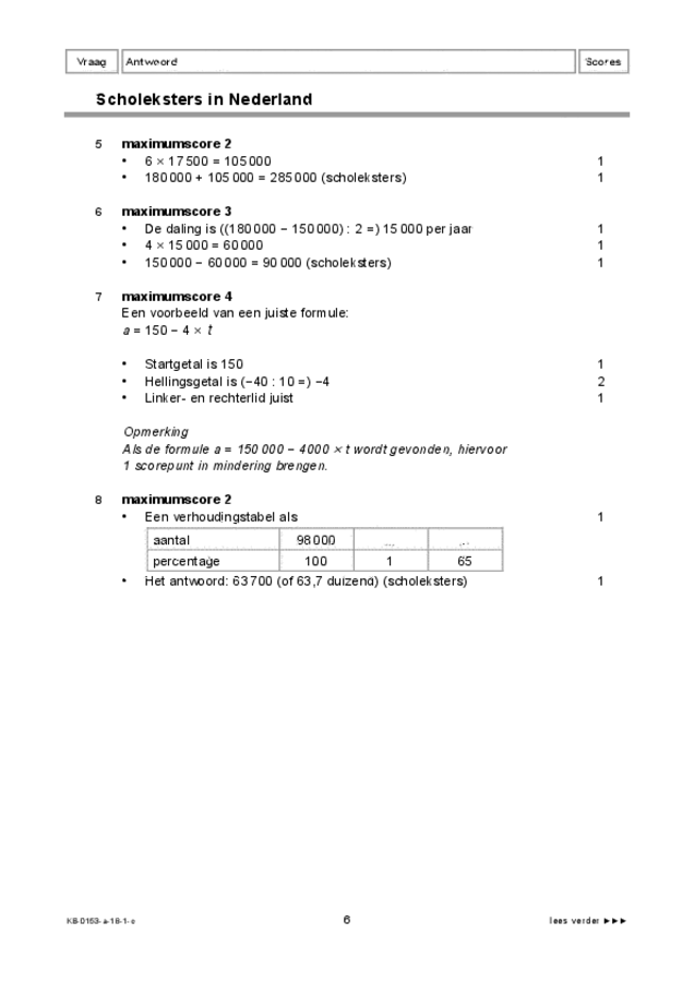 Correctievoorschrift examen VMBO KB wiskunde 2018, tijdvak 1. Pagina 6