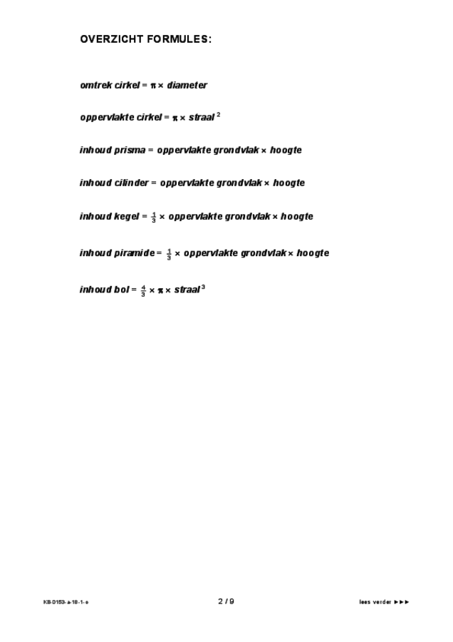 Opgaven examen VMBO KB wiskunde 2018, tijdvak 1. Pagina 2