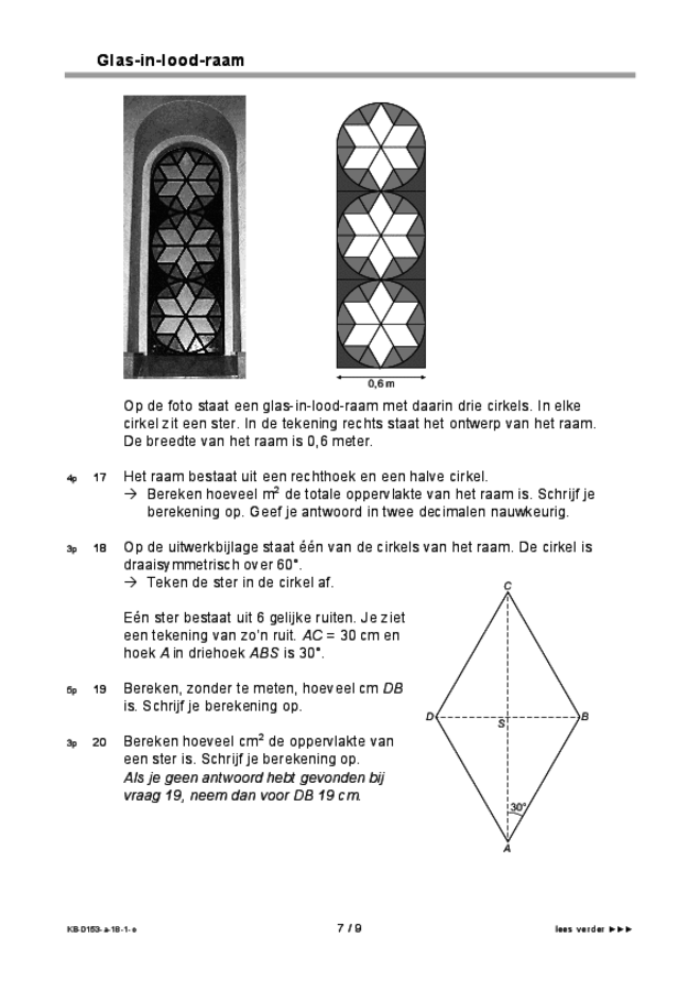 Opgaven examen VMBO KB wiskunde 2018, tijdvak 1. Pagina 7