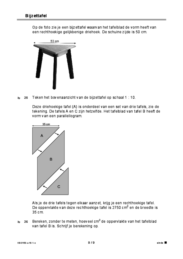 Opgaven examen VMBO KB wiskunde 2018, tijdvak 1. Pagina 9