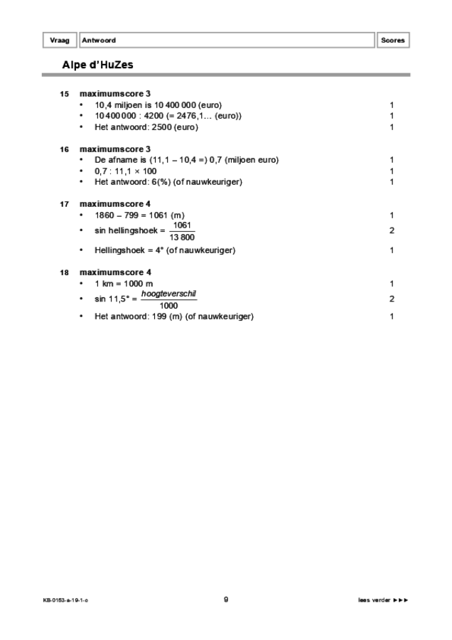 Correctievoorschrift examen VMBO KB wiskunde 2019, tijdvak 1. Pagina 9