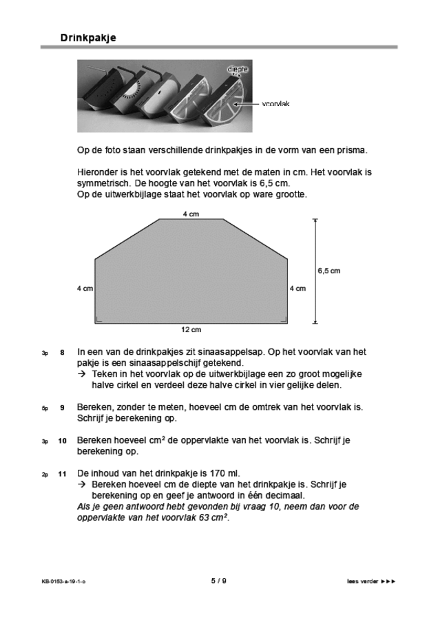 Opgaven examen VMBO KB wiskunde 2019, tijdvak 1. Pagina 5