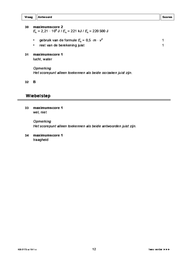 Correctievoorschrift examen VMBO KB natuur- en scheikunde 1 2019, tijdvak 1. Pagina 12