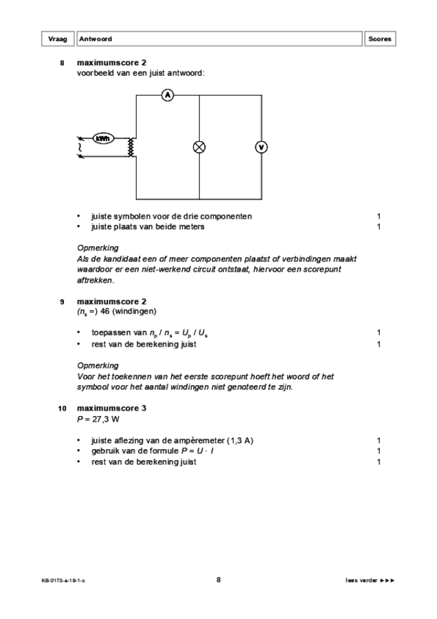 Correctievoorschrift examen VMBO KB natuur- en scheikunde 1 2019, tijdvak 1. Pagina 8