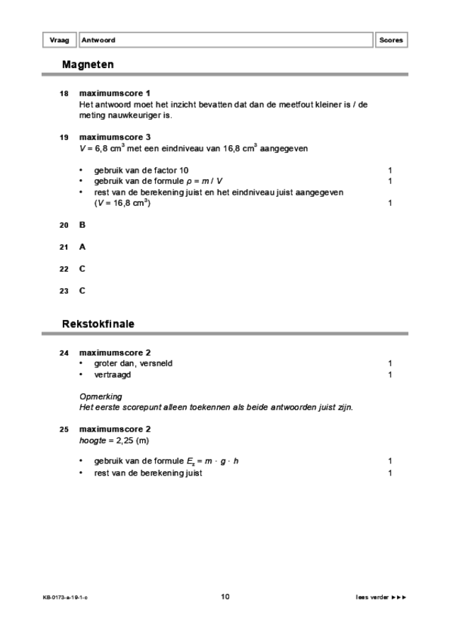 Correctievoorschrift examen VMBO KB natuur- en scheikunde 1 2019, tijdvak 1. Pagina 10