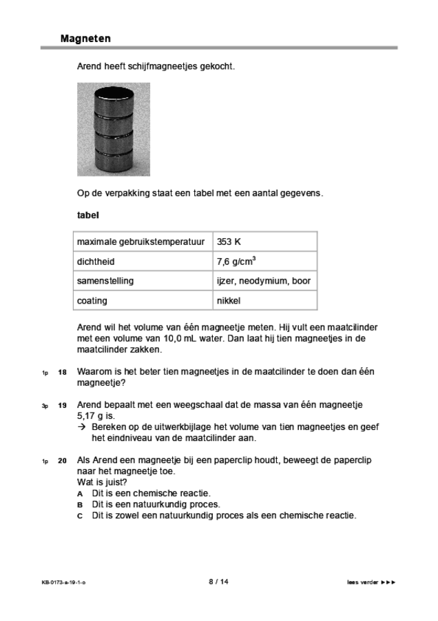 Opgaven examen VMBO KB natuur- en scheikunde 1 2019, tijdvak 1. Pagina 8