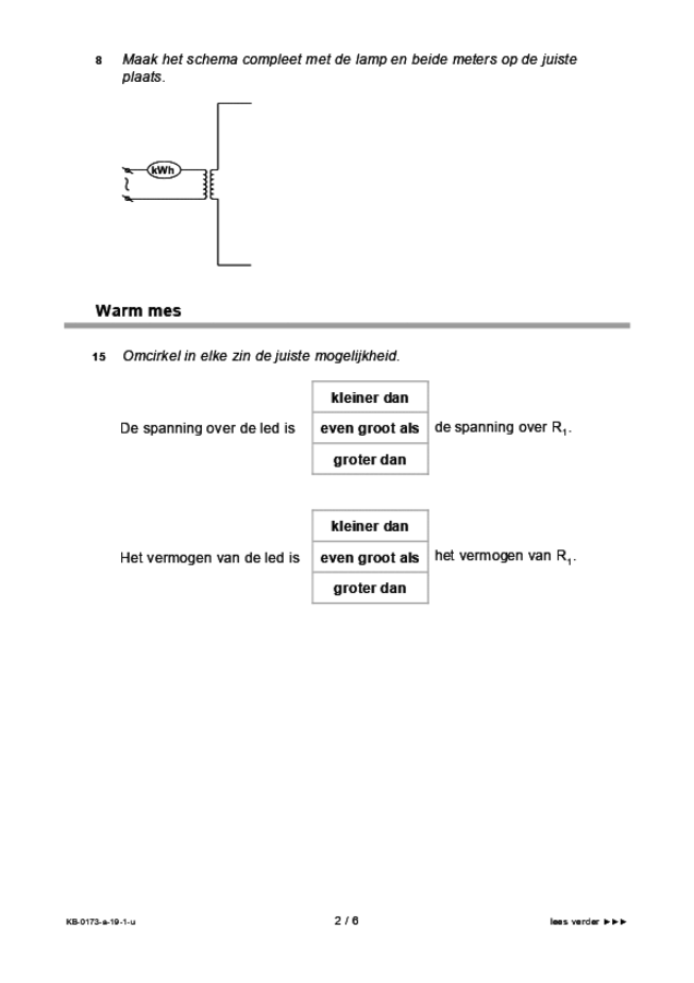 Uitwerkbijlage examen VMBO KB natuur- en scheikunde 1 2019, tijdvak 1. Pagina 2